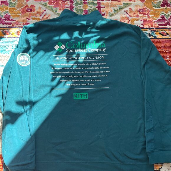 KITH FOR COLUMBIA GREEN MOCKNECK PULLOVER UNISEX SIZE L - Picture 3 of 7